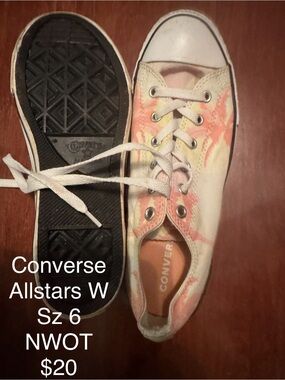 Converse Kids Low Top Sneakers - White with Pink Tie-Dye